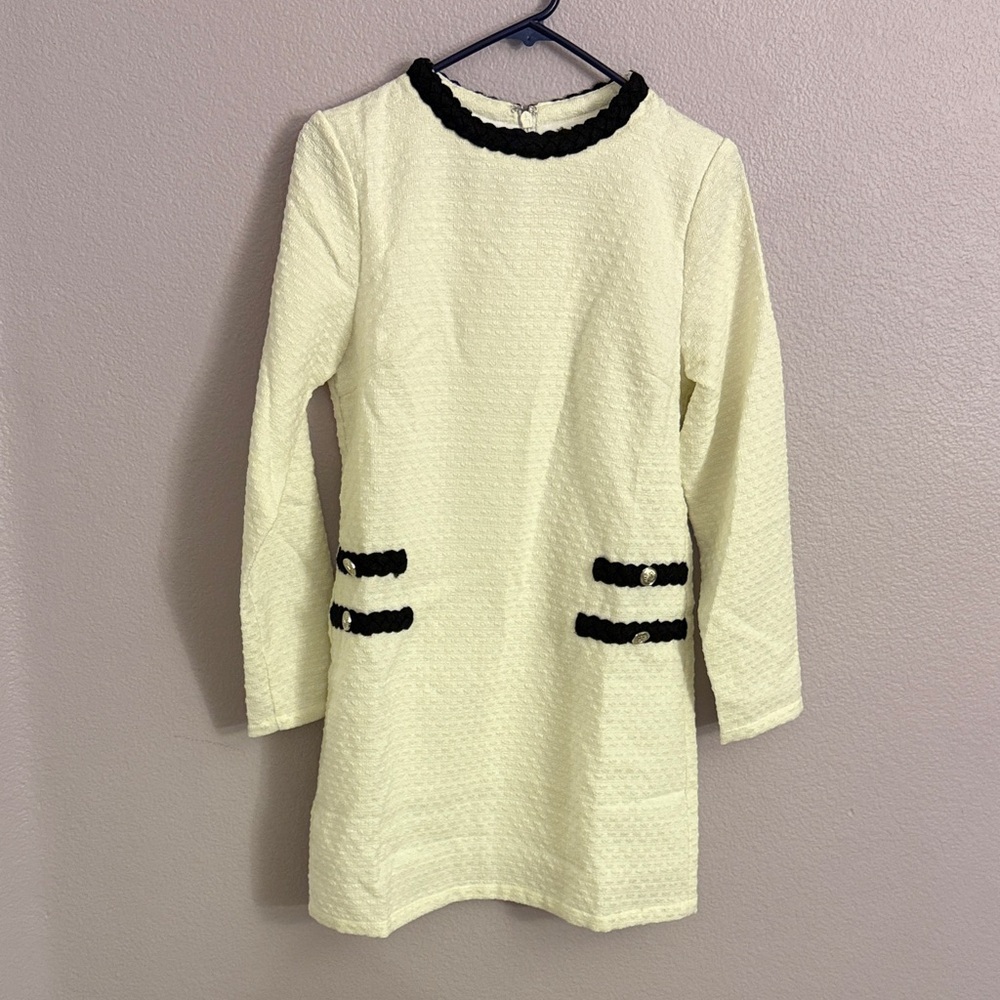 Fate Cream and Black Long Sleeve Dress